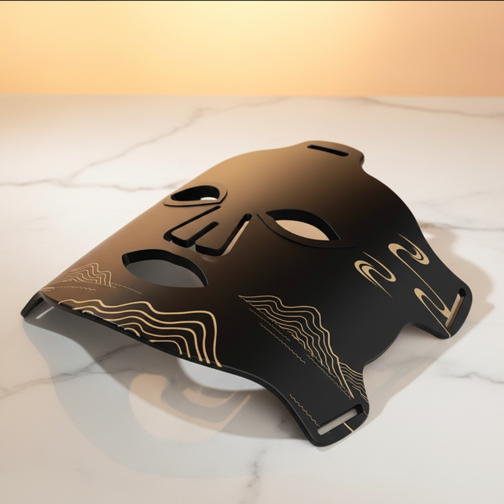 Masque LED noir sur marbre